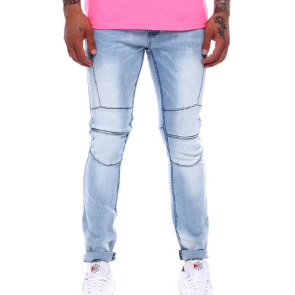 Trillnation Light Wash Seamed Slim Fit Jeans (34x34)